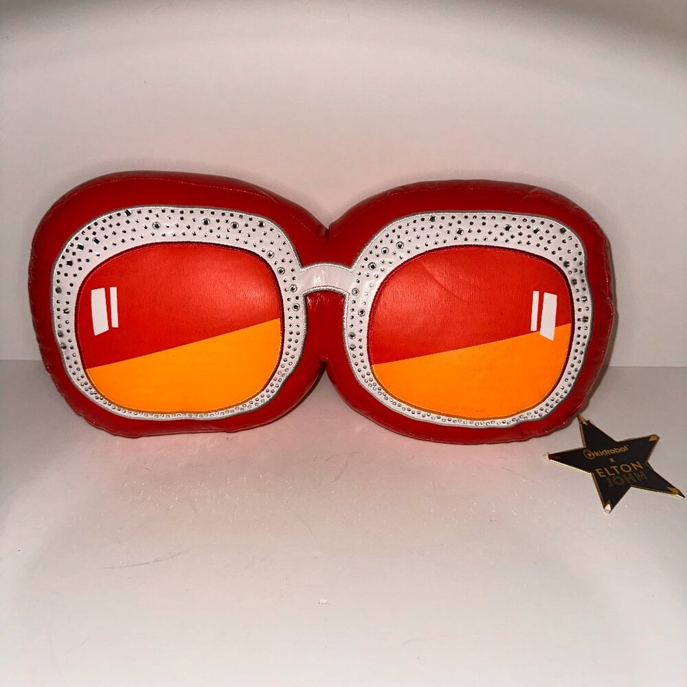 Kidrobot x Elton John Glitter Sunglasses Plush Pillow 16" x 7" NWT
